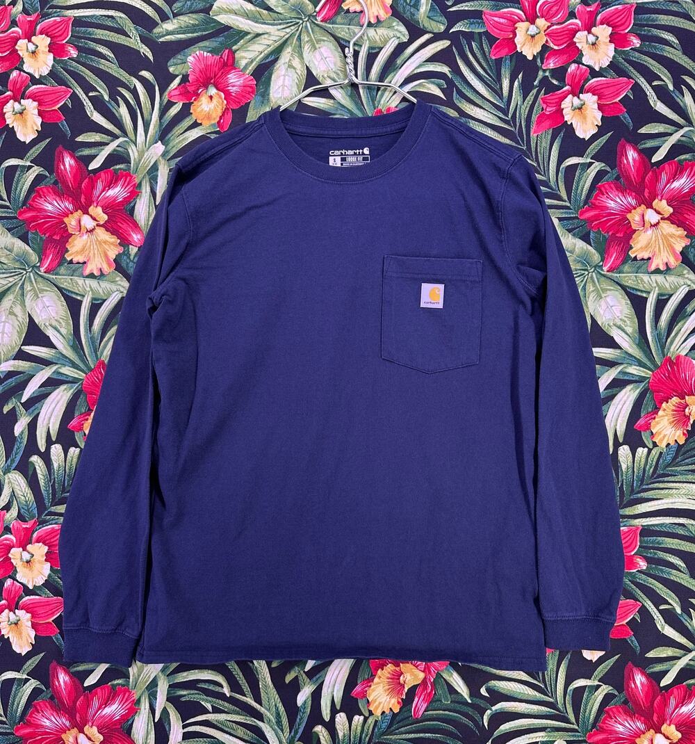Carhartt Navy Longsleeve Shirt Size Small Youth Loose Fit